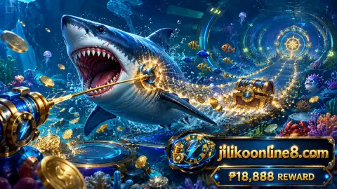 JILIKO fishing underwater lane with moving targets and a cannon aimed across the blue scene