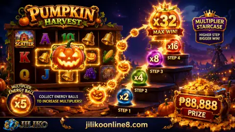 JILIKO slot scene showing bright reel symbols within a blue-and-gold machine frame